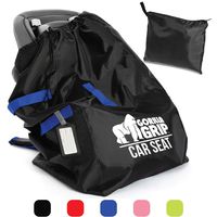 Gorilla Grip Car Seat Bag Backpack with Pouch, Free Luggage Tag, Universal Size Airplane Travel Bags Fits Most Carseats, Adjustable Padded Straps, Gate Check, Flying with Baby, Easy Carry, Blue Straps