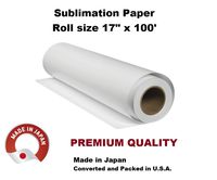 Sublimation Paper Roll Size 17" x 100' - MADE IN JAPAN - HIGH DEFINITION SUBLIMATION PAPER. (117 GSM).
