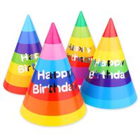 Birthday Party Cone Hats, Rainbow 12 ct