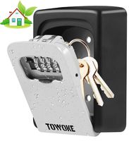 Key Lock Box Wall Mount - TOWOKE Waterproof Combination Key Safe Box for Outside, Zinc Alloy Key Storage Box with Resettable Code for House Spare Keys, 5 Key Capacity - Mounting Kit Included