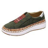 Womens Memory Foam Cushioned Insole Flat Shoes Hollow Out Casual Slip-On Driving Loafers Athletic Running Sneakers (US:11.5(43), Green(Thick Bottom))