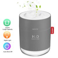 Portable Mini Humidifier, 500ml Small Cool Mist Humidifier with Night Light, USB Personal Desktop Humidifier for Baby Bedroom Travel Office Home, Auto Shut-Off, 2 Mist Modes, Super Quiet, Gray