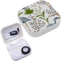 Portable Contact Lens Case Box Travel Kit Mirror + Bottle + Tweezers Container Holder [ Heron Bird Swamp ]