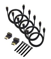 High-Speed HDMI Cable 5 Pack 6ft with 90 Degree and 270 Male to Female Adapter, Gold Plated Connectors, Support Ethernet, 3D, 1080P, ARC