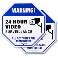 Video Surveillance Camera Signs for Property House Yard - 12x12 Rust Free 40Mil Thick Aluminum Indoor or Outdoor CCTV Security Sign - 2 Pack