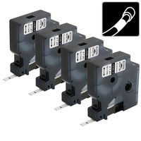 4-Pack Replace DYMO 18051 Industrial Heat Shrink Tube Labels, 1/4'' Heat Shrink Tubing Compatible with DYMO Rhino 4200, 5200, 5000, 6000 Label Maker and More, Black on White