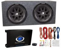 KICKER 2 43C124 12" 600W Subwoofers + Sub Box + Mono 1500W Amplifier + Amp Kit