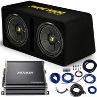 Kicker DCWC12 Dual 12" Loaded Sub Box Bundle with CXA6001 Amp & Harmony Audio Install Kit