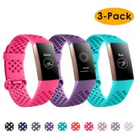 NANW Bands Compatible with Fitbit Charge 3, 3-Pack Silicone Sports Band Breathable Replacement Wristbands Strap Bracelet Bands for Women Men Woven Small Large