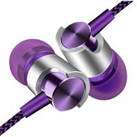 Earphone, FTXJ Universal 3.5mm in-Ear Stereo Earbuds with Mic for iPhone, Samsung, Mp3, Tablet (Purple)
