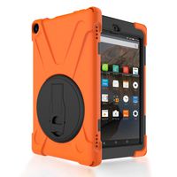 Wensltd Rubber Hybrid Hard Case Cover Stand Holder For Amazon Kindle Fire HD 8 2016 (orange)