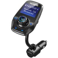 VicTsing Bluetooth FM Transmitter for Car, Power Off Switch, Music Player Support USB Flash Drive /Micro SD Card /AUX Input, Wireless Radio Transmitter with 1.44'' Display, Dual USB - Black