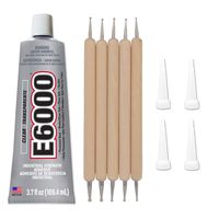 Bundle - E6000 3.7 Ounce (109.4mL) Tube Industrial Strength Adhesive for Crafting, 4 Snip Tip Applicator Tips and Pixiss Art Dotting Stylus Pens 5 pcs Set