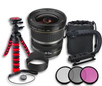 Canon EF-S 10-22mm f/3.5-4.5 USM Lens + Tulip Lens Hood + Lens Bag + 3 PC Filter Kit + Tripod + Scorpion Grip + Cap Keeper