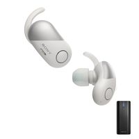 Sony WF-SP700N/B True Wireless Noise Canceling Sports Headphones (White) with Portable Power Bank