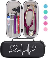 BOVKE Travel Carrying Case for 3M Littmann Classic III Stethoscope - Extra Room for Taylor Percussion Reflex Hammer and Reusable LED Penlight, Black
