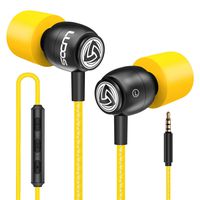 LUDOS Clamor Wired Earbuds in Ear Headphones with Microphone, Earphones with New Generation Memory Foam, Reinforced Cable, Bass, Volume Control Compatible with iPhone, Apple, Samsung, Sony, Huawei