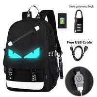 Anime Luminous Backpack Noctilucent School Bags Daypack USB chargeing port Laptop Bag Handbag For Boys Girls Men Women (Evil Eye 2)