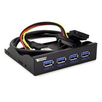 Tendak USB 3.0 4-Ports 3.5 inch Metal Front Panel USB Hub with 15 Pin SATA Power Connector [ 20 Pin Connector & 2ft Adapter Cable]
