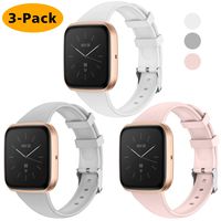 EZCO 3-Pack Sport Bands Compatible with Fitbit Versa/Versa 2 / Versa Lite, Waterproof Soft Silicone Breathable Sport Watch Strap Replacement Wristband Accessories Women Man for Versa Smart Watch
