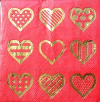 Lady jAYNE Set of 40 Gold Foil Cocktail Beverage Paper Napkins- Patterned Hearts