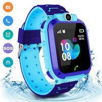 Kids Waterproof Smart Watch Phone, LBS/GPS Tracker Touchscreen Smartwatch Games SOS Alarm Clock Camera Smart Watch Christmas Birthday Gifts for 3-12 Boy Girls (Blue)
