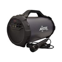 AXESS SPBT1083BK Portable Bluetooth Indoor/Outdoor Speaker with Built in 6" Subwoofer, 2 Mic Inputs, USB and SD Disc Inputs, FM Radio