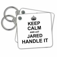 3dRose Key Chains Keep Calm and Let Jared Handle it - Funny Personal Name, Set of 2, 2.25 x 2.25" (kc_233282_1)