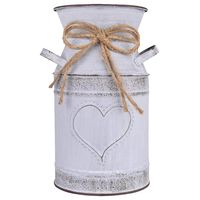 HIDERLYS 7.5" High Decorative Vase with Unique Heart-Shaped and Rope Design, Galvanized Finish- Rustic Decorated for Living Room, Bedroom, Kitchen (Grey)