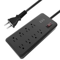 Joly Joy Power Strip Surge Protector with 8 Outlets and 3 USB Charging Ports and 6ft Heavy Duty Long Extension Cord (Black)