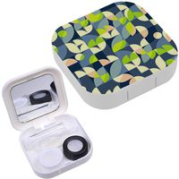 Portable Contact Lens Case Box Travel Kit Mirror + Bottle + Tweezers Container Holder [ Geometric Motif ]