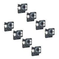 KCMYTONER 8 Pack Industrial Heat Shrink Tubes Label 18051 Compatible for DYMO LabelWriter Rhino Label Makers 1000 3000 4200 5000 5200 6000 (Black on White,1/4")