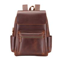 Jack&Chris Genuine Leather Backpack Laptop School College Bag for Men and Women,1802 (Red Brown)
