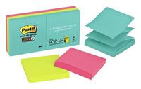 Post-it Super Sticky Pop-up Notes, 2x Sticking Power, 3" x 3", Miami collection, 6 Pads per Pack, 90 Sheets per Pad (R330-6SSMIA)