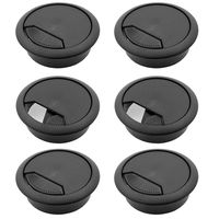 6 Pcs 2 Inch Plastic Desk Cord Cable Hole Cover Grommet Computer Cable Hole Cover Plug Cap Black