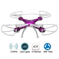 KELIWOW RC Quadcopter Drone with 3D Flip 2.4Ghz 6-Axis Gyro LED Light RTF Headless Mode (Purple)
