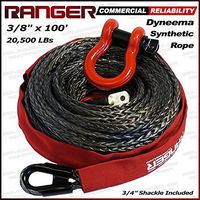 Ranger 3/8" x 100' Durable UHMWPE Synthetic Winch Rope Cable 20,500LBs with Protective Sleeve