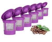Maxware 6 Reusable Refillable Coffee Filters For Keurig Family 2.0 and 1.0 Brewers Fits K200, K300/K350/K360,K450/K460, K500/K550/K560 (Purple, 6)