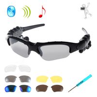 WONFAST Wireless Bluetooth Headphones Music Sunglasses Sun Glasses Headset Earphone Handsfree for iPhone 6/6plus/5s/5c/5 Samsung Galaxy Note 2 3 S3 S4 S5 S6 S6 Edge HTC and Bluetooth Mobile Phones Tablet PC + Free Replaceable 4 Pairs lens(Black)
