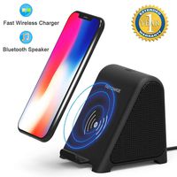 Bluetooth Speaker & Wireless Charger, 2 in 1 Home Audio Stereo Player & 10 W/7.5 W/5W Fast Wireless Charger Compatible for Samsung Galaxy S9,S9+,S8,S8+,S7 Edge, S6, Note 9 iPhone X/XS Max/XR/XS/8 Plus