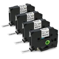 Compatible TZe-131 TZe-231 P-Touch Brother 1/2Inch Standard Laminated Label Tape TZ 131 TZ 231,Black on Clear/White,Replace for Brother PT-H100, PT-D210, PT-H110, PT-D400AD, PT-D600, 12mm x 26.2Ft, 4P