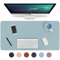 Knodel Desk Pad, Office Desk Mat, 35.4" x 17" PU Leather Desk Blotter, Laptop Desk Mat, Waterproof Desk Writing Pad for Office and Home, Dual-Sided (Light Blue)