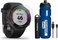 Garmin Forerunner 45S (Black - Small) Running GPS Watch Runner Bundle | +Garmin Water Bottle, HD Screen Protectors & PlayBetter Portable Charger | Garmin Coach, HR, Body Battery, Smart Notifications
