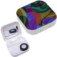 Portable Contact Lens Case Box Travel Kit Mirror + Bottle + Tweezers Container Holder [ Colourful Wave ]