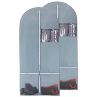 Kernorv Garment Bags for Dance Costumes, Set of 2 Breathable Dust-Proof Durable Environmental 53" Garment Bags with Zipper Pockets for Dance Costumes, Suits, Coats, Jackets,Storage or Travel (Grey)