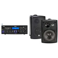 Pyle Bluetooth Stereo Amplifier Receiver & Dual Electronics LU43PB 4 inch 3-Way High Performance Indoor, Outdoor & Bookshelf Studio Monitor Speakers with Swivel Brackets & 100 Watts Peak Power