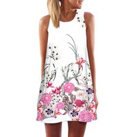 Women Love Soft Wearing Dress, Pocciol Womens Summer Vintage Bohemian Sleeveless Beach Printed Short Min Sexy Dress With Size S-3XL (C-3Flower Love, L)
