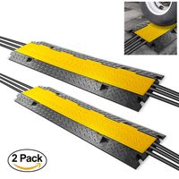 Pyle Ramp-3 Channel Rubber Floor Cord Concealer-Heavy Duty Cable Protector Wire/Hose/Pipe Hider Driveway Protective Covering Armor PCBLCO105X2 (Pair), Black and Yellow