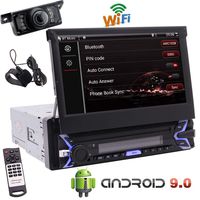 Rear Camera Included, Single 1 DIN Car Stereo Video Player 7 Inch Android 9.0 OS Touch Screen in Dash GPS Navigation Radio Receiver with Bluetooth WiFi Mirrorlink OBD2 SWC Wireless Remote