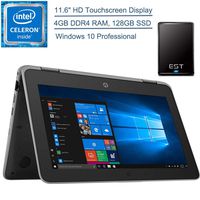 2020 HP ProBook x360 11.6" 2-in-1 LED Touchscreen Business Laptop Computer, Intel Quad-Core Celeron N4100 Up to 2.4 GHz, 4GB DDR4, 128GB SSD, Windows 10 Professional + EST 500GB External Hard Drive